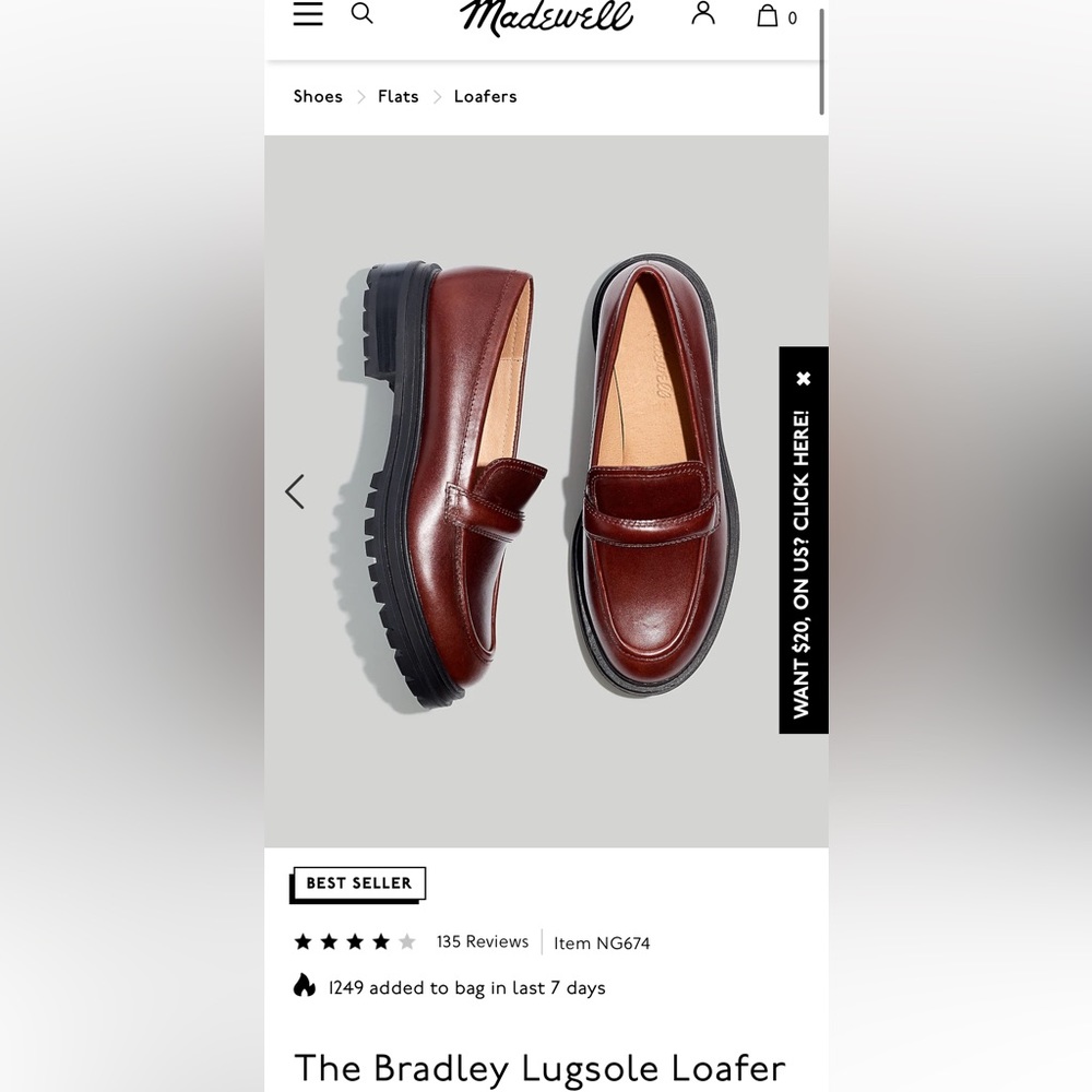 MADEWELL Bradley Lugsole Loafers Sz 10.5